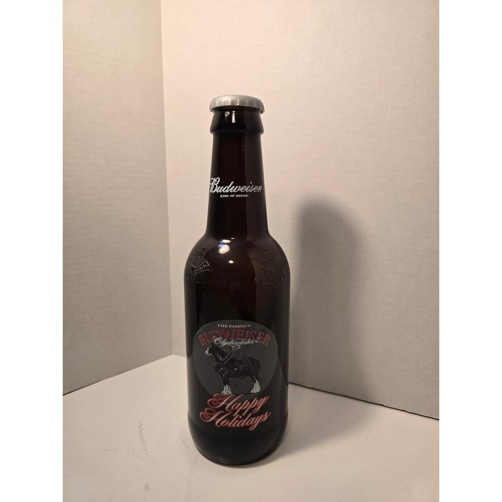 Budweiser Happy‎ Holidays Clydesdales Beer Bottle Collectible Empty Amber Glass
